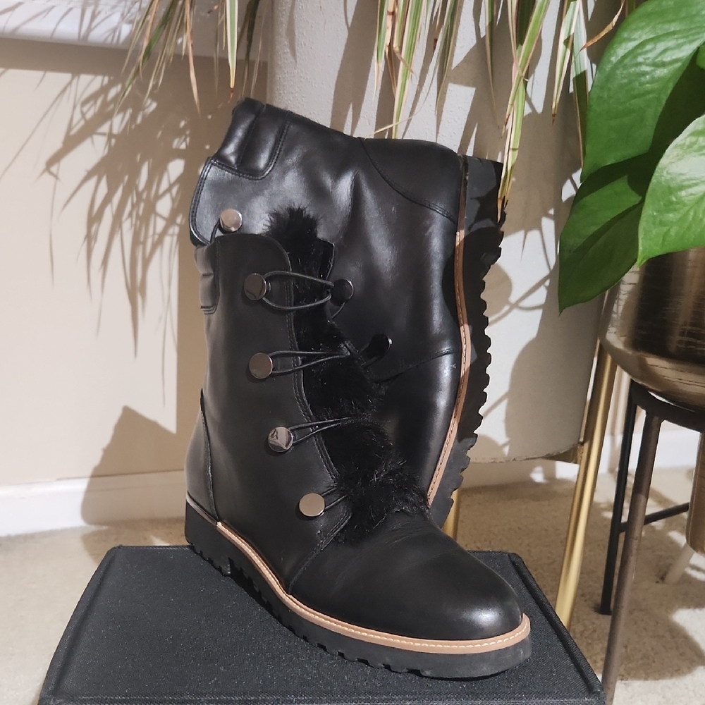 Franco Sarto Black Lace-Up Winter Boots